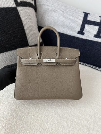  Hermes Birkin 25cm cK18 Etoupe grey Handmade Hand Stitching Epsom Sliver #3514 - Image 13