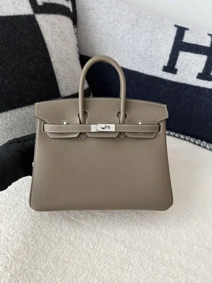  Hermes Birkin 25cm cK18 Etoupe grey Handmade Hand Stitching Epsom Sliver #3514 - Image 13