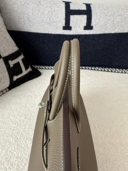  Hermes Birkin 25cm cK18 Etoupe grey Handmade Hand Stitching Epsom Sliver #3514 - Image 9