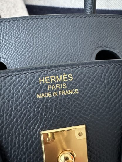  Hermes Birkin 25cm 2Z Blue Niut Handmade Hand Stitching Epsom Gold #3513 - Image 2