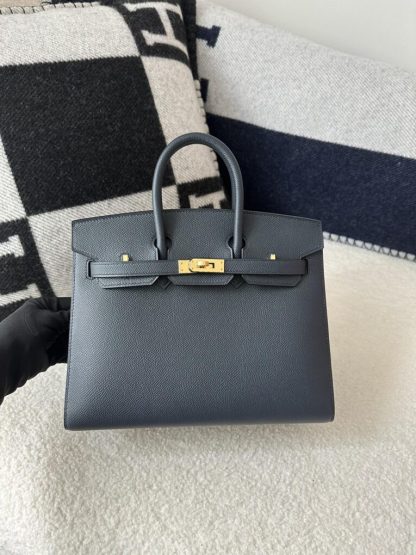  Hermes Birkin 25cm 2Z Blue Niut Handmade Hand Stitching Epsom Gold #3513 - Image 11