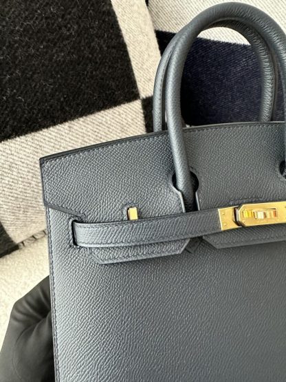  Hermes Birkin 25cm 2Z Blue Niut Handmade Hand Stitching Epsom Gold #3513 - Image 6