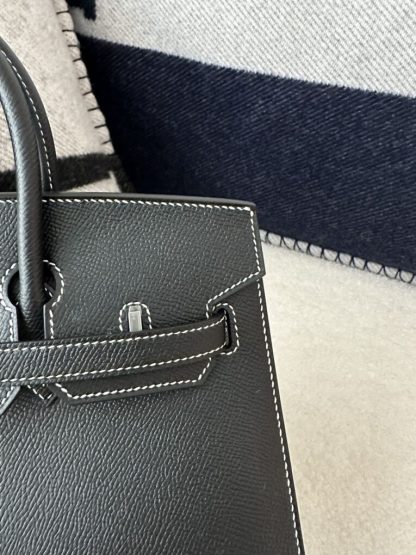  Hermes Birkin 25cm CK89 Noir Handmade Hand Stitching Epsom Sliver #3512 - Image 10