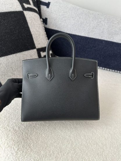  Hermes Birkin 25cm CK89 Noir Handmade Hand Stitching Epsom Sliver #3512 - Image 15