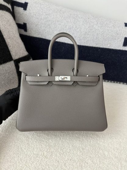 Hermes Birkin 25cm 8F Etain Handmade Hand Stitching Togo Sliver #3510 - Image 8