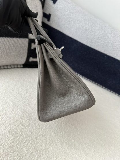  Hermes Birkin 25cm 8F Etain Handmade Hand Stitching Togo Sliver #3510 - Image 9