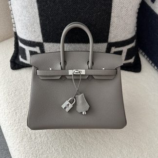 Replica Hermes Birkin 25cm 8F Etain Handmade Hand Stitching Togo Gold Hardware #3510