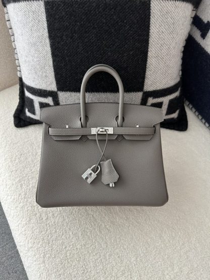 Replica Hermes Birkin 25cm 8F Etain Handmade Hand Stitching Togo Gold Hardware #3510