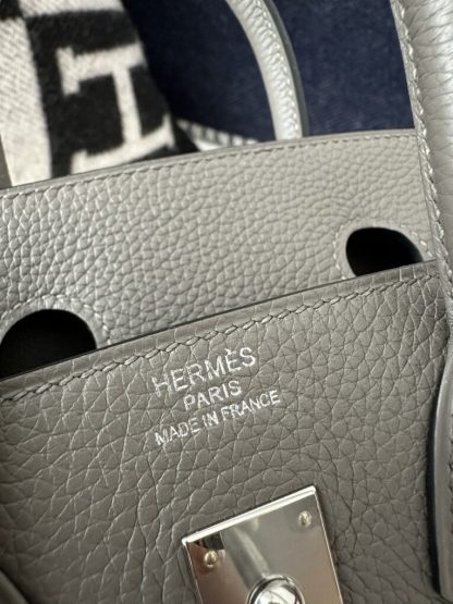  Hermes Birkin 25cm 8F Etain Handmade Hand Stitching Togo Sliver #3510 - Image 4