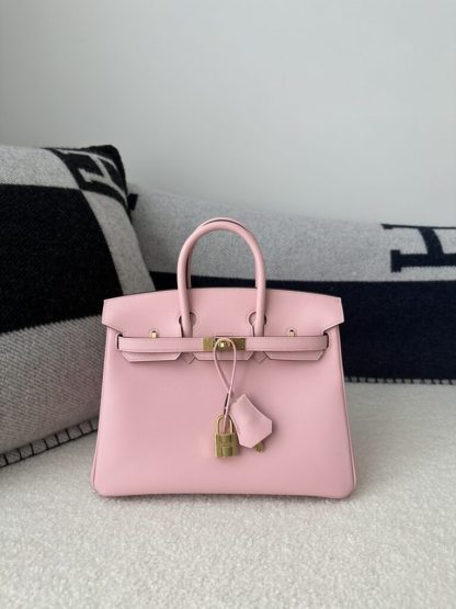  Hermes Birkin 25cm 3Q Pink Handmade Hand Stitching Swift Gold Hardware #3509 - Image 10