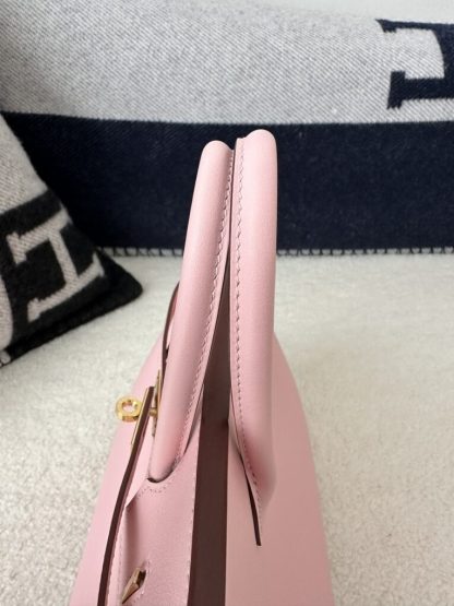  Hermes Birkin 25cm 3Q Pink Handmade Hand Stitching Swift Gold Hardware #3509 - Image 7