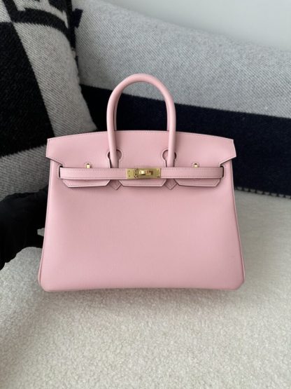  Hermes Birkin 25cm 3Q Pink Handmade Hand Stitching Swift Gold Hardware #3509 - Image 11