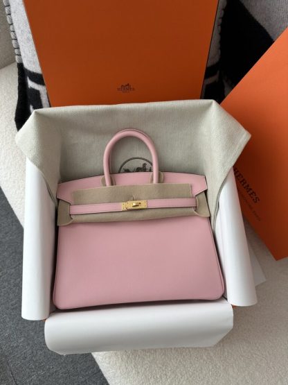 Hermes Birkin 25cm 3Q Pink Handmade Hand Stitching Swift Gold Hardware #3509 - Image 13