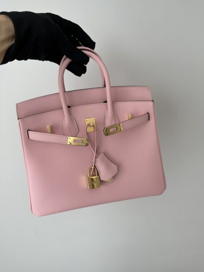  Hermes Birkin 25cm 3Q Pink Handmade Hand Stitching Swift Gold Hardware #3509 - Image 12