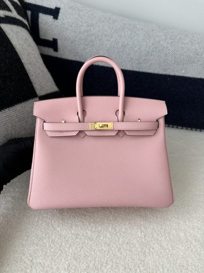  Hermes Birkin 25cm 3Q Pink Handmade Hand Stitching Togo Gold Hardware #3511 - Image 10
