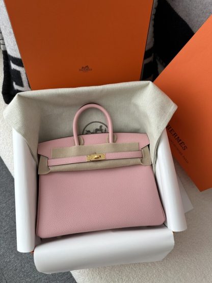  Hermes Birkin 25cm 3Q Pink Handmade Hand Stitching Togo Gold Hardware #3511 - Image 12