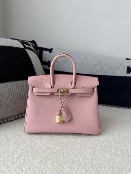  Hermes Birkin 25cm 3Q Pink Handmade Hand Stitching Togo Gold Hardware #3511 - Image 14