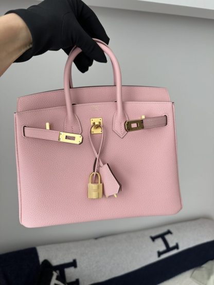  Hermes Birkin 25cm 3Q Pink Handmade Hand Stitching Togo Gold Hardware #3511 - Image 13
