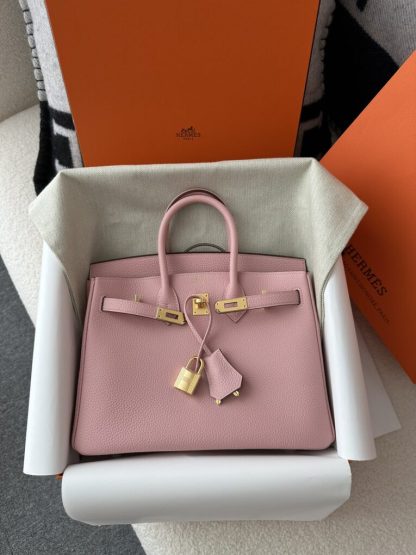  Hermes Birkin 25cm 3Q Pink Handmade Hand Stitching Togo Gold Hardware #3511 - Image 15