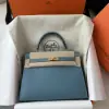  Hermes Kelly 25 CC75 Blue jean Handmade Epsom Gold #3546 - Image 19