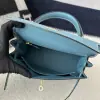  Hermes Kelly 25 CC75 Blue jean Handmade Epsom Gold #3546 - Image 6