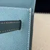  Hermes Kelly 25 CC75 Blue jean Handmade Epsom Gold #3546 - Image 4