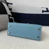  Hermes Kelly 25 CC75 Blue jean Handmade Epsom Gold #3546 - Image 11