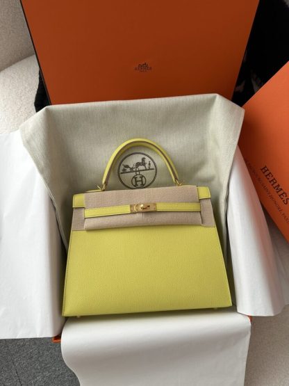  Hermes Kelly 25 9R Lime Handmade Epsom Gold #3545 - Image 13