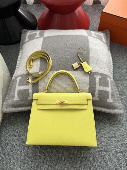  Hermes Kelly 25 9R Lime Handmade Epsom Gold #3545 - Image 16