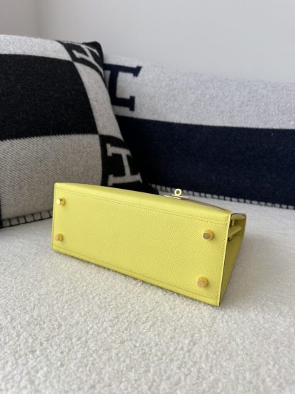  Hermes Kelly 25 9R Lime Handmade Epsom Gold #3545 - Image 8