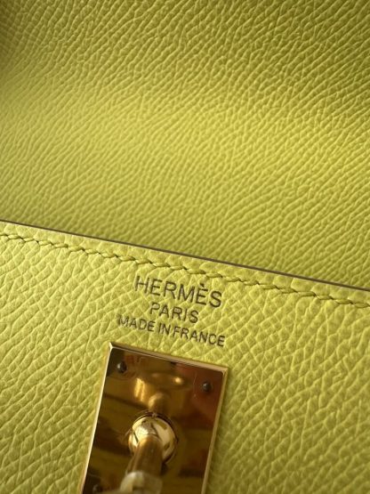  Hermes Kelly 25 9R Lime Handmade Epsom Gold #3545 - Image 5