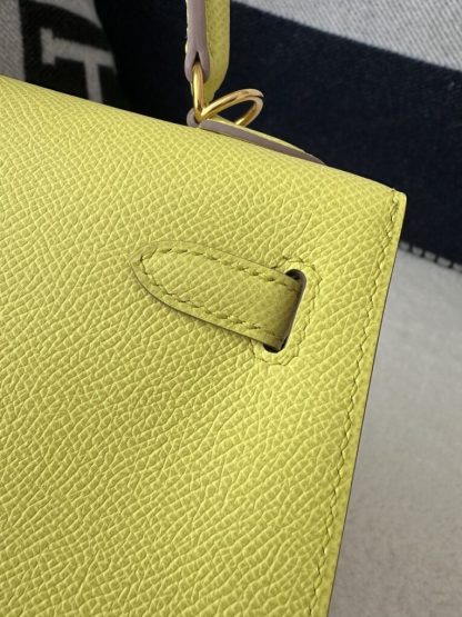  Hermes Kelly 25 9R Lime Handmade Epsom Gold #3545 - Image 6