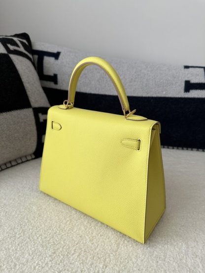  Hermes Kelly 25 9R Lime Handmade Epsom Gold #3545 - Image 11