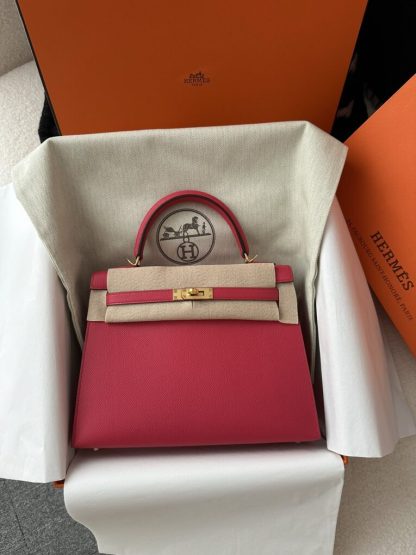  Hermes Kelly 25 Rose extreme Handmade Epsom Gold #3542 - Image 17