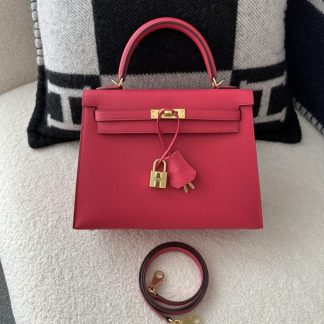 Replica Hermes Kelly 25 Rose extreme Handmade Epsom Gold #3542