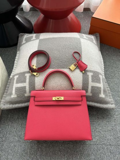  Hermes Kelly 25 Rose extreme Handmade Epsom Gold #3542 - Image 18