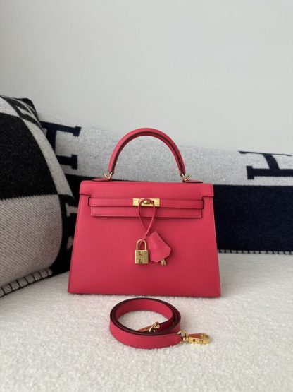 Replica Hermes Kelly 25 Rose extreme Handmade Epsom Gold #3542
