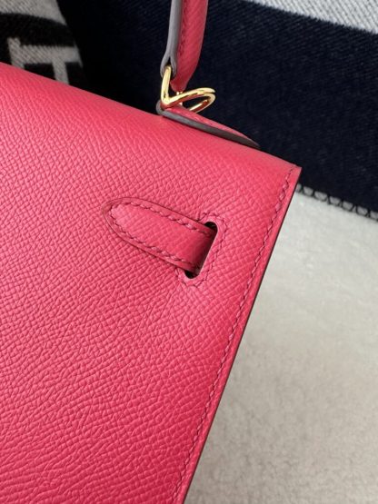  Hermes Kelly 25 Rose extreme Handmade Epsom Gold #3542 - Image 8