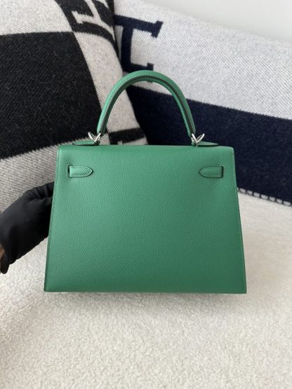  Hermes Kelly 25 Z6 Malachite Handmade Epsom Gold #3543 - Image 7