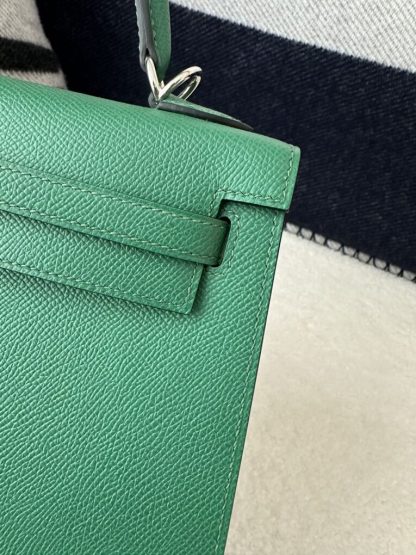  Hermes Kelly 25 Z6 Malachite Handmade Epsom Gold #3543 - Image 8