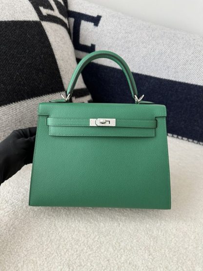  Hermes Kelly 25 Z6 Malachite Handmade Epsom Gold #3543 - Image 16
