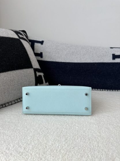  Hermes Kelly 25 U2 Bleu Zephyr Handmade Epsom Sliver #3541 - Image 7
