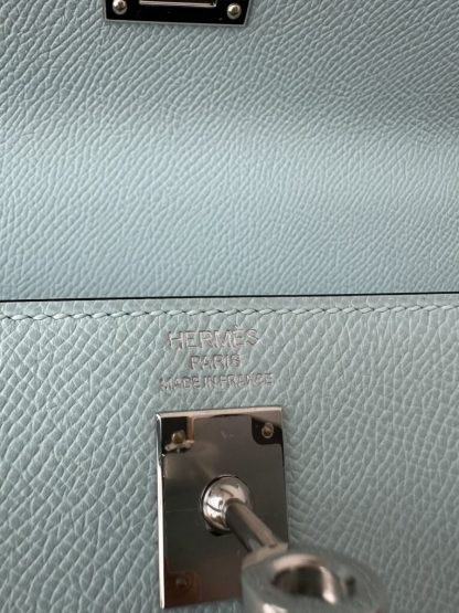  Hermes Kelly 25 U2 Bleu Zephyr Handmade Epsom Sliver #3541 - Image 4