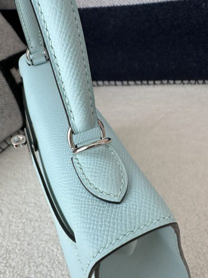  Hermes Kelly 25 U2 Bleu Zephyr Handmade Epsom Sliver #3541 - Image 10