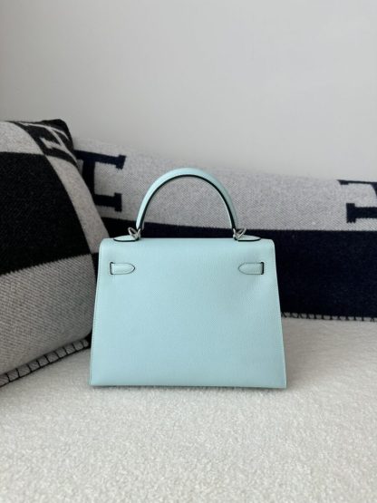  Hermes Kelly 25 U2 Bleu Zephyr Handmade Epsom Sliver #3541 - Image 11