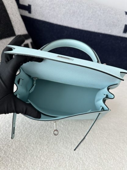  Hermes Kelly 25 U2 Bleu Zephyr Handmade Epsom Sliver #3541 - Image 5