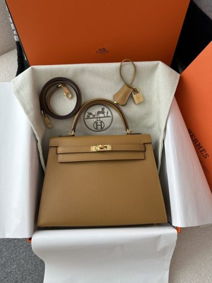  Hermes Kelly 25 2S Sesame Handmade Epsom Gold #3540 - Image 10