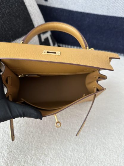  Hermes Kelly 25 2S Sesame Handmade Epsom Gold #3540 - Image 7