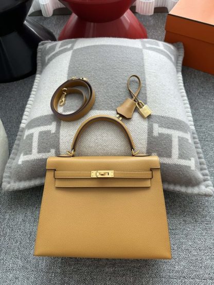  Hermes Kelly 25 2S Sesame Handmade Epsom Gold #3540 - Image 16