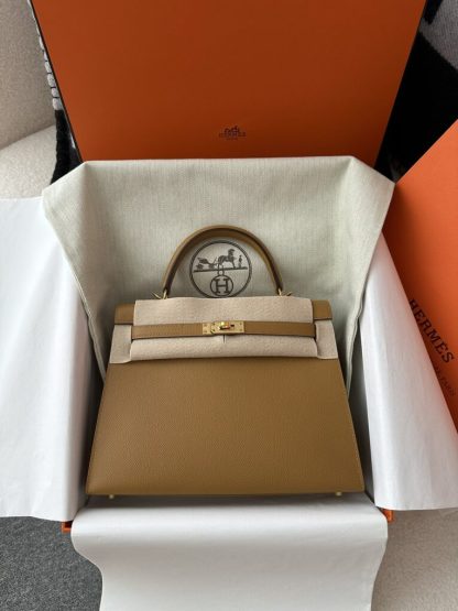  Hermes Kelly 25 2S Sesame Handmade Epsom Gold #3540 - Image 12